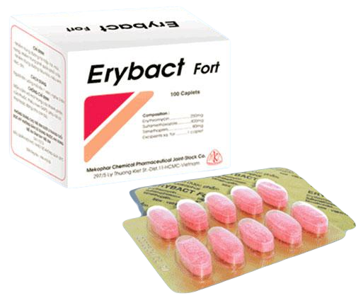 Erybact Fort (Erythromycin, Sulfamethoxazol, Trimethoprim) Mekophar (H/100v)