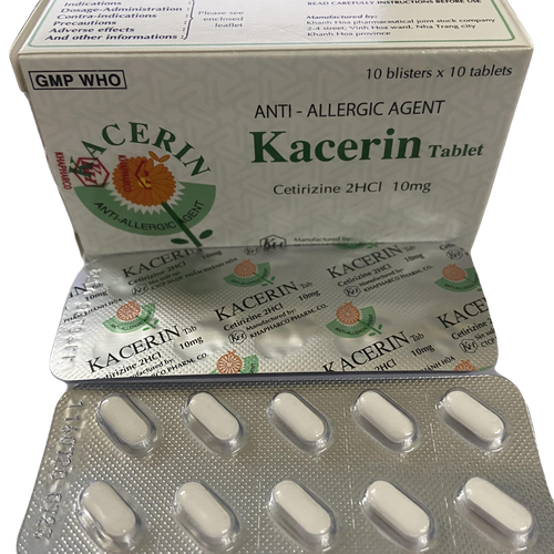 Kacerin (Cetirizine) 10mg Khapharco (Hộp/100v)