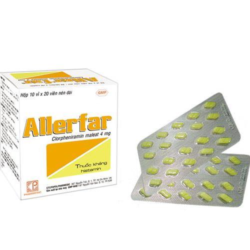 Allerfar (Clorpheniramin) 4mg Pharmedic (Lốc/5h/200v)