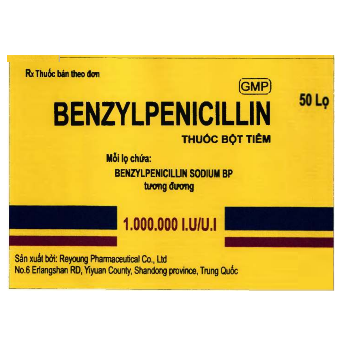 Benzylpenicillin Sodium 1.000.000 IU Reyoung (H/50lọ)