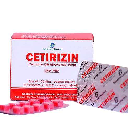 Cetirizin 10mg Becamex (H/100v) (Đỏ)