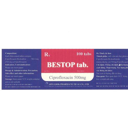 Bestop (Ciprofloxacin) 500mg AHN Gook (H/100v)