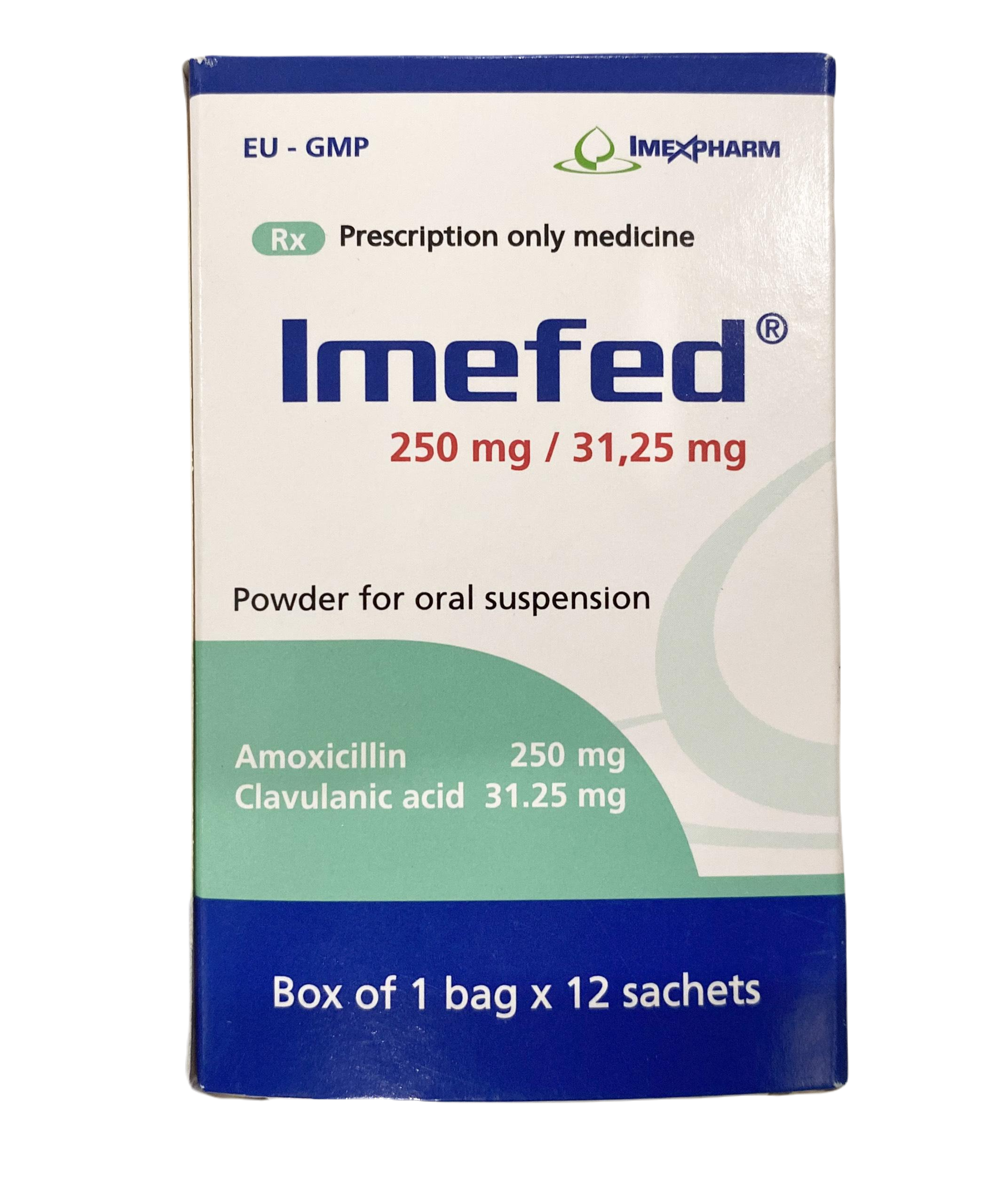 Imefed 250mg/31.25mg (Amoxicillin, Acid Clavulanic) Imexpharm (H/12gói)