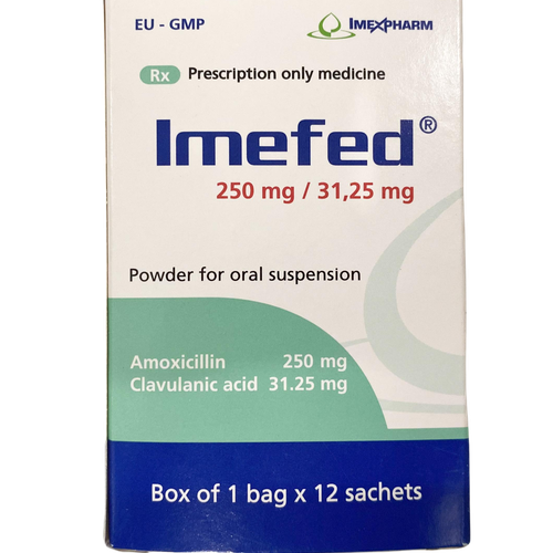 Imefed 250mg/31.25mg (Amoxicillin, Acid Clavulanic) Imexpharm (H/12gói)