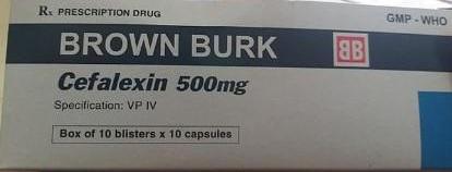 Cefalexin 500mg Brown Burk (H/100v) (Xanh)