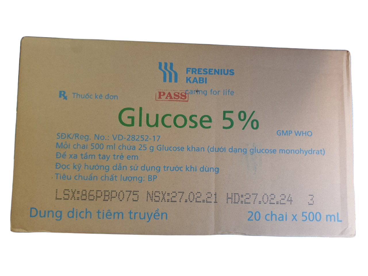 Glucose 5% Fresenius Kabi Chai/500ml 