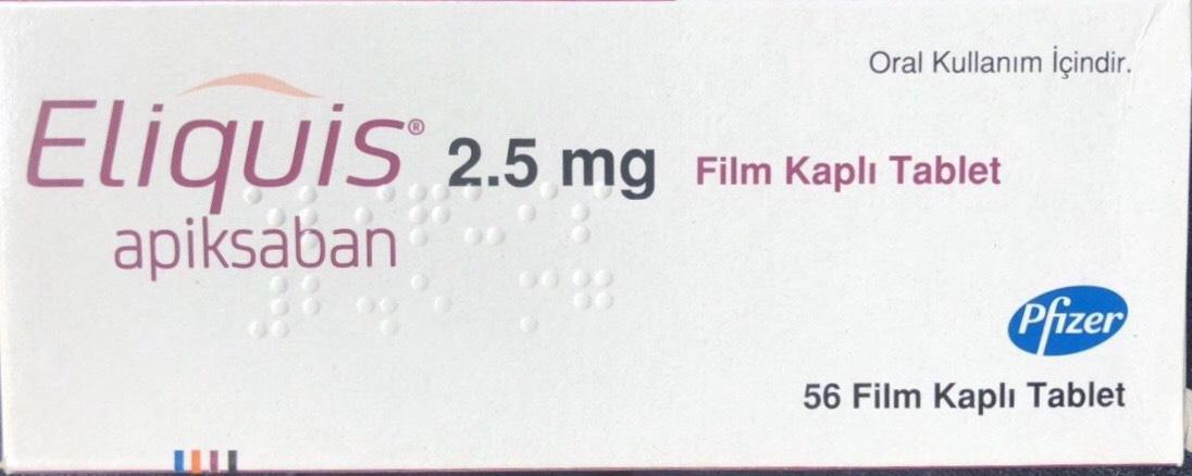 Eliquis 2.5mg (Apixaban) Pfizer Turkey (H/56V)