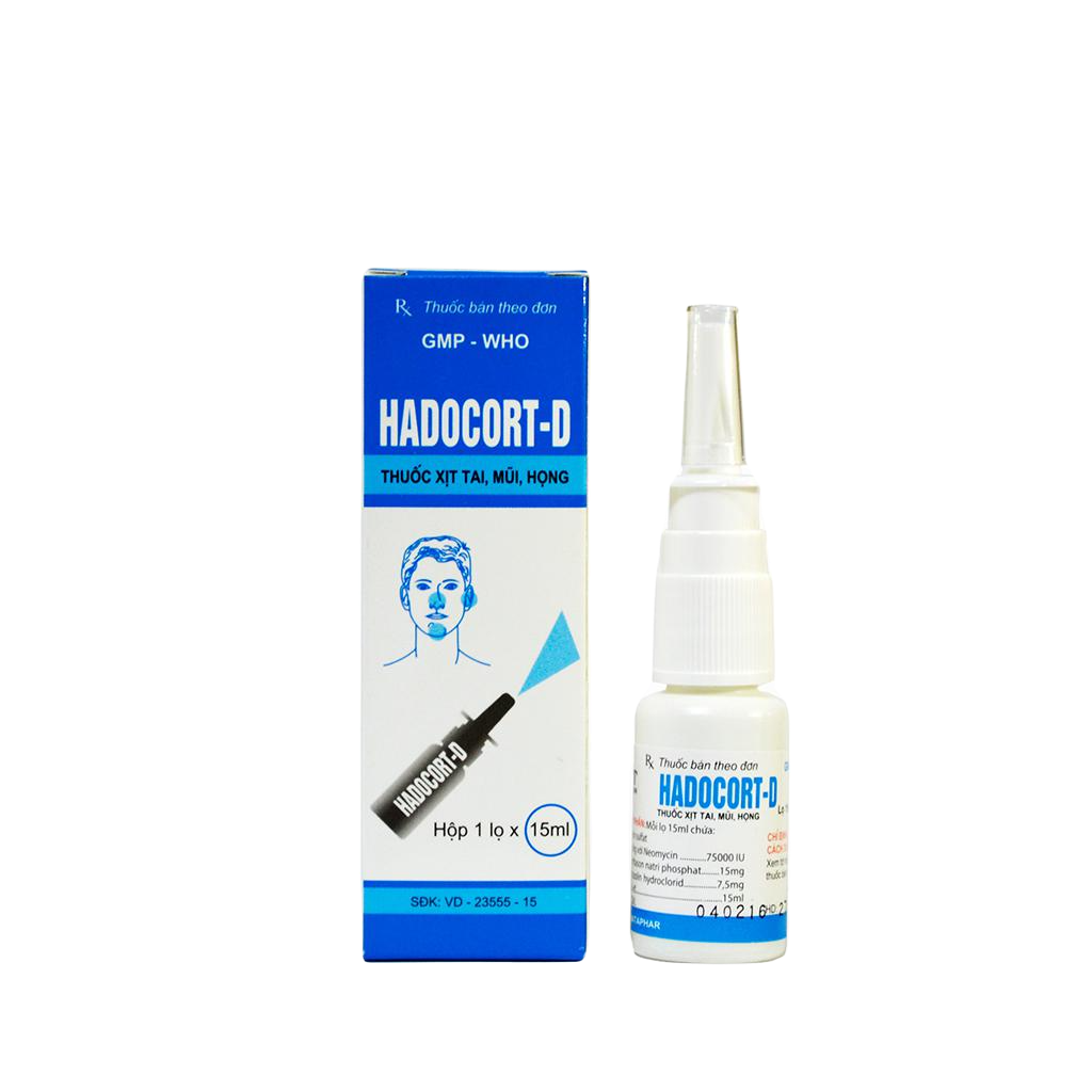 Thuốc Xịt Tai Mũi Họng Hadocort-D Hataphar (C/15ml)