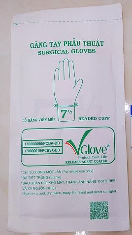 Găng Tay Phẫu Thuật Tiệt Trùng Vglove Khải Hoàn (Size 7.5) (H/50 Cặp) 