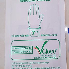 Găng Tay Phẫu Thuật Tiệt Trùng Vglove Khải Hoàn (Size 7.5) (H/50 Cặp) 
