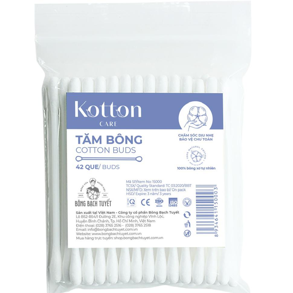 Tăm Bông Người Lớn Kotton Care Bạch Tuyết (Bịch/10gói/42que)