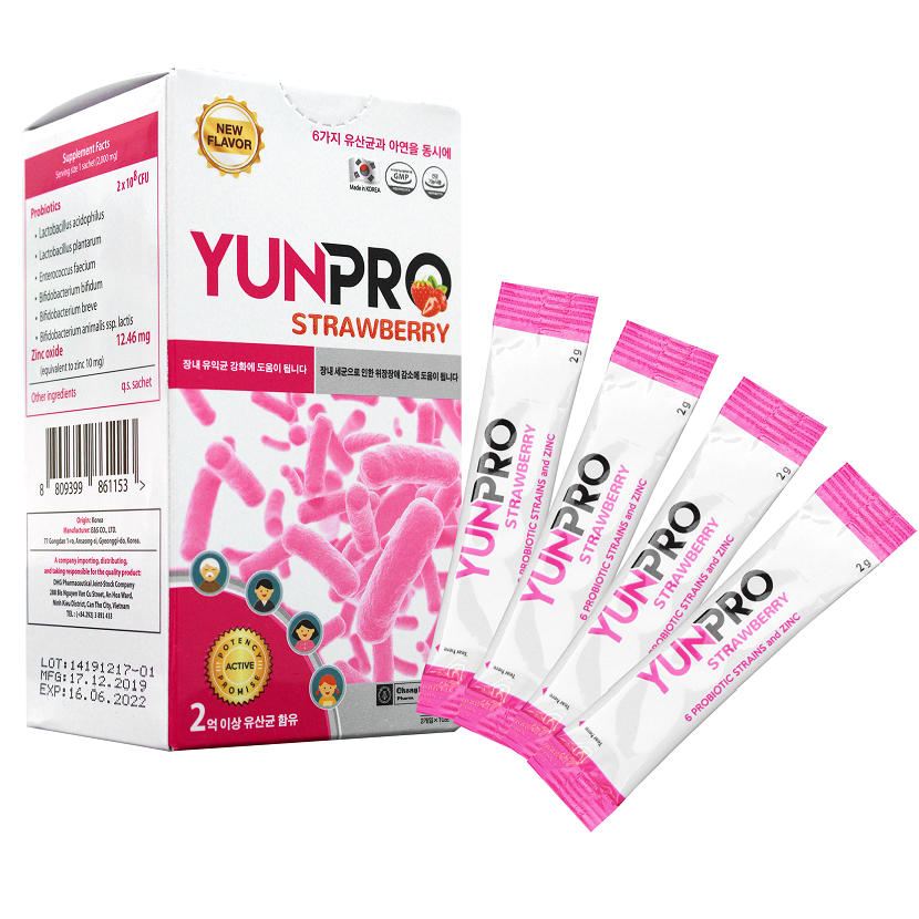 Yunpro Strawberry Men Vi Sinh DHG (H/20g/2gr) (Hồng)