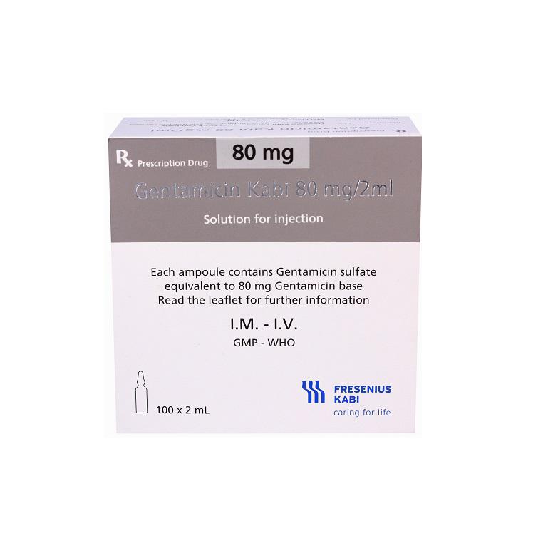 Gentamicin 80mg/2ml Inj Kabi Bidiphar (H/100o/2ml)