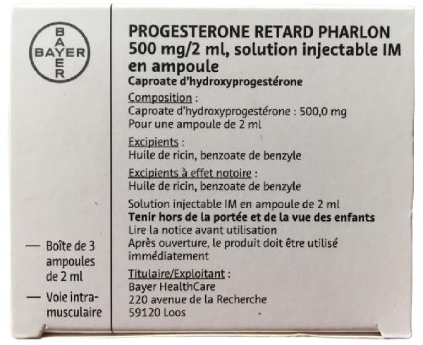 Progesterone Retard Pharlon 500mg/2ml Bayer (H/3 ống/2ml) France
