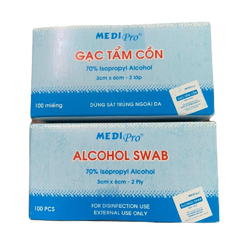 Gạc Tẩm Cồn Alcohol Swab Medipro (Lốc/10h/100m)