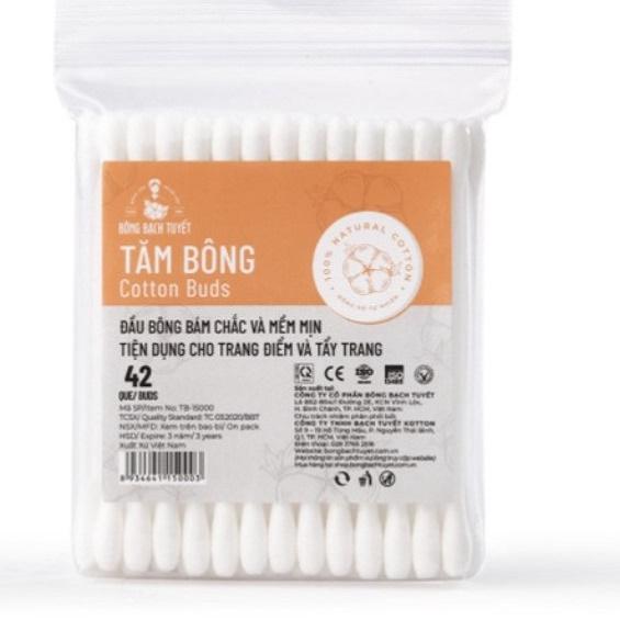 Tăm Bông Người Lớn Cotton Buds Bạch Tuyết (Bịch/10gói/42que)