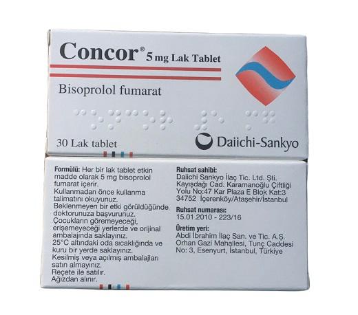 Concor 5mg (Bisoprolol Fumarat) Daiichi-Sankyo Turkey (H/30V)