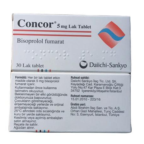 Concor 5mg (Bisoprolol Fumarat) Daiichi-Sankyo Turkey (H/30V)
