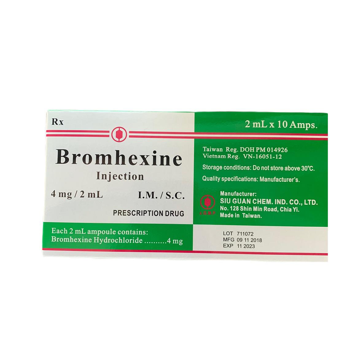 Bromhexine Injection 4mg/2ml Siu Guan Chem (H/10o/2ml)
