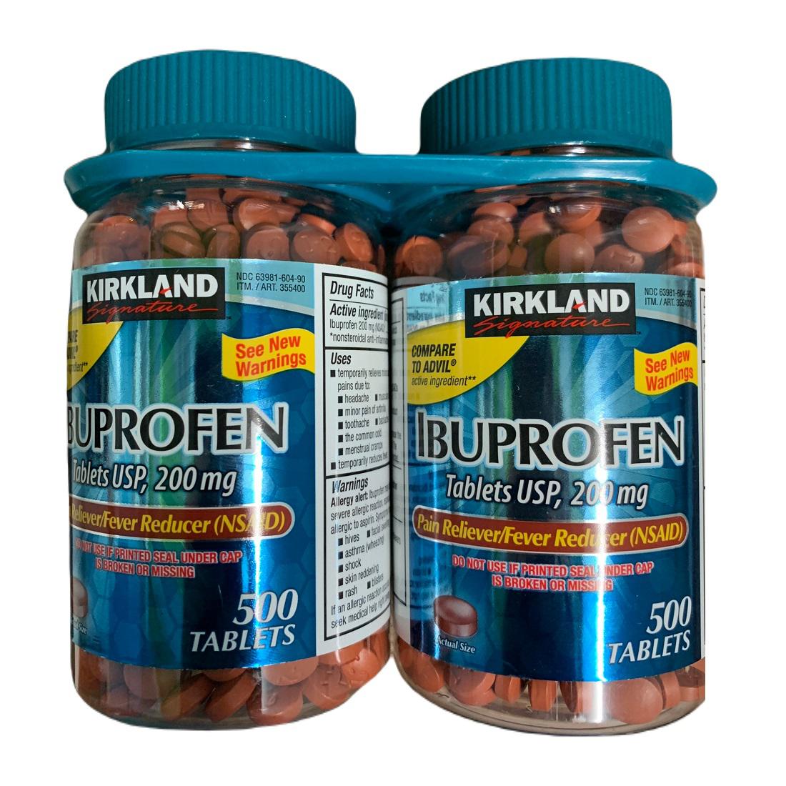 Ibuprofen 200mg Kirkland (C/500v) (Viên Tròn)
