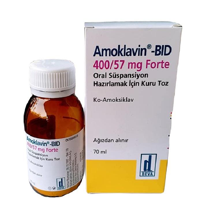 AMOKLAVIN BID 400/57 mg forte (Amoxicilin) Deva Turkey (H/Lo/70ml)