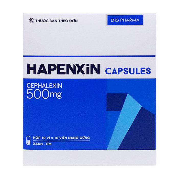 Hapenxin (Cephalexin) 500mg DHG Pharma (H/100v nang) (Xanh)