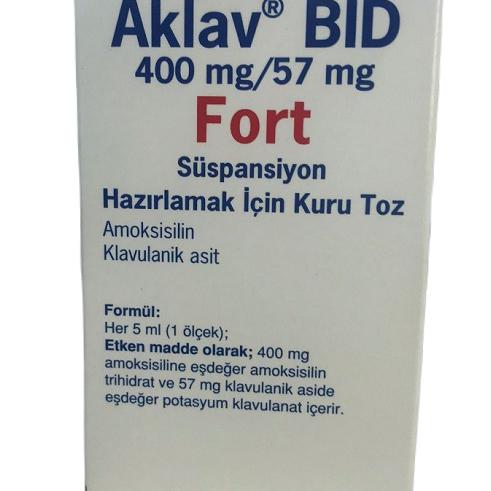 Aklav BID 400mg/57mg Fort (Amoxicillin, Acid Clavulanic) BERKO Turkey (H/Lo-100ml)