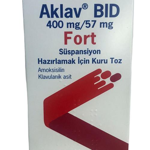 Aklav BID 400mg/57mg Fort (Amoxicillin, Acid Clavulanic) BERKO Turkey (H/Lo-100ml)