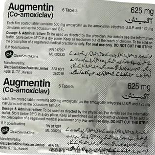 Augmentin 625mg (Amoxicillin) GSK  Pakistan (H/6V)