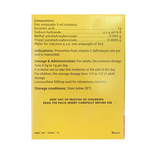 Laroscorbine 1g/5ml (Vitamin C) Bayer (H/6 ống/5ml)