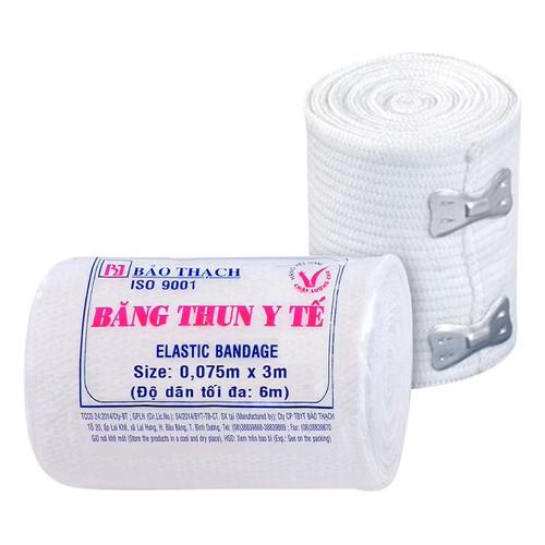 Băng Thun Y Tế 2 Móc 0.075m X 3m Bảo Thạch (Lốc/10 Cuộn)