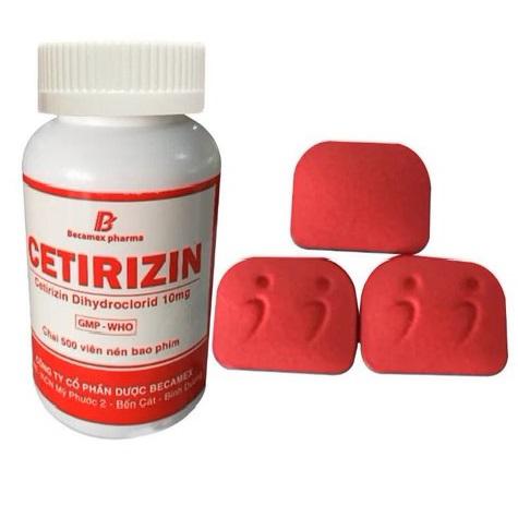 Cetirizin 10mg Becamex (C/500v) (Đỏ)