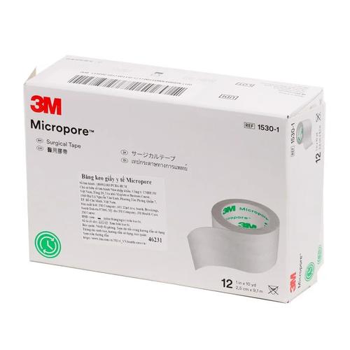 Băng Keo Giấy Micropore 2.5cm X 9.1m 3M (Hộp/12 Cuộn) Trắng
