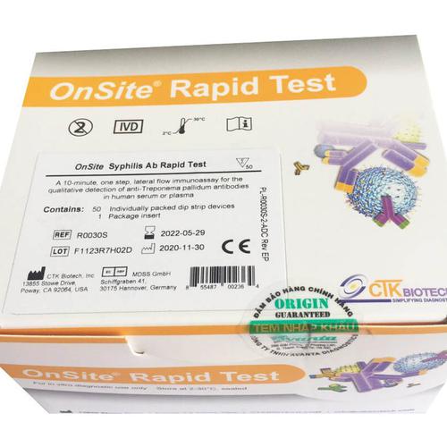 Test nhanh chẩn đoán giang mai Syphilis Ab Rapid Test Strip CTK (h/50test)
