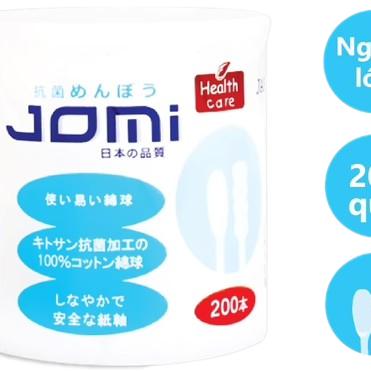 Tăm Bông Người Lớn Jomi Nhật Bản (Hũ/200 Que)