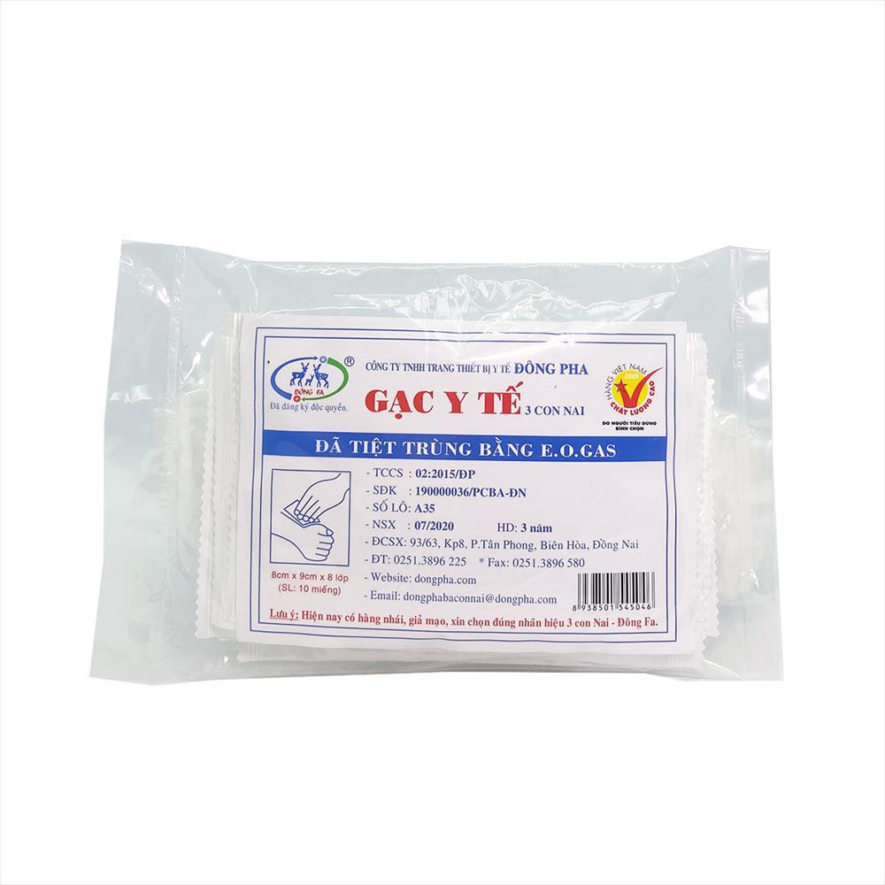 Gạc y tế tiệt trùng Đông Pha 8cm x 9cm (gói)