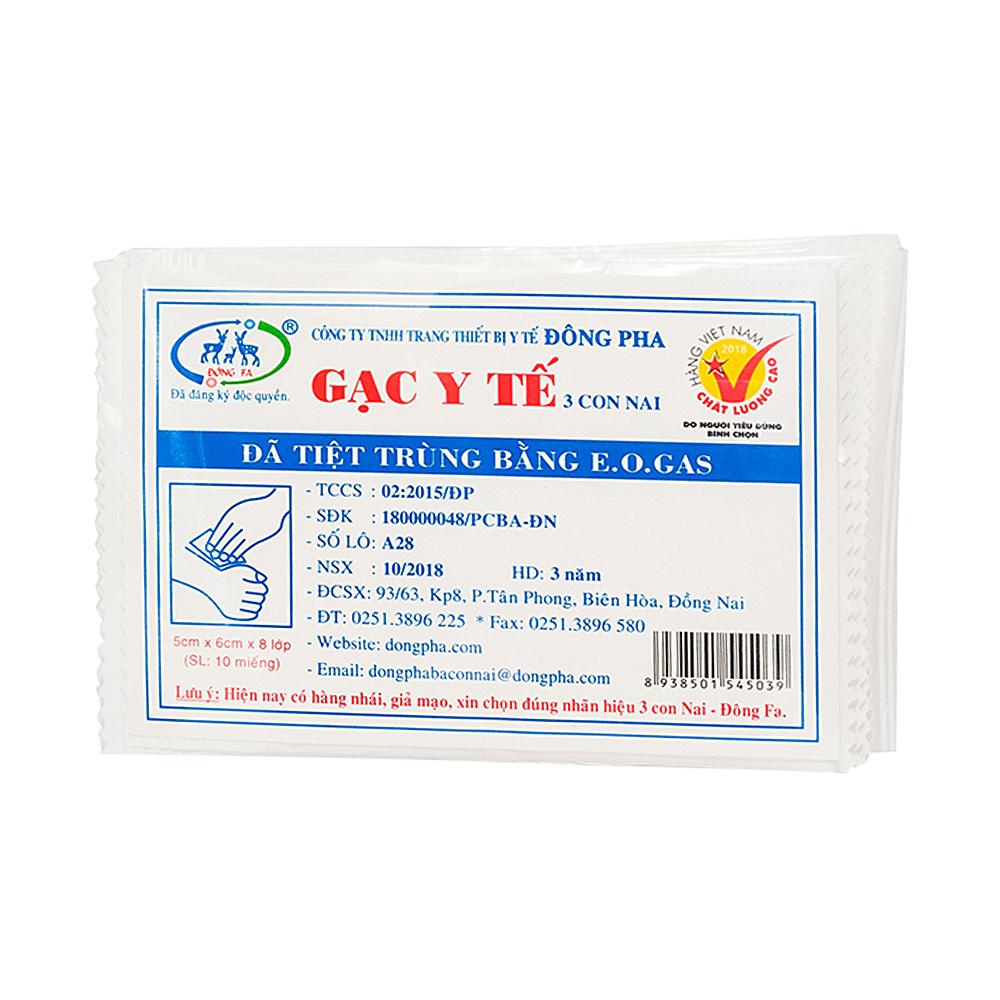 Gạc y tế tiệt trùng Đông Pha 5cm x 6cm (thùng/100 bịch)