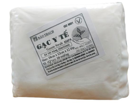 Gạc Y Tế Tiệt Trùng 10cm x 12cm x 12 lớp Bảo Thạch (gói)