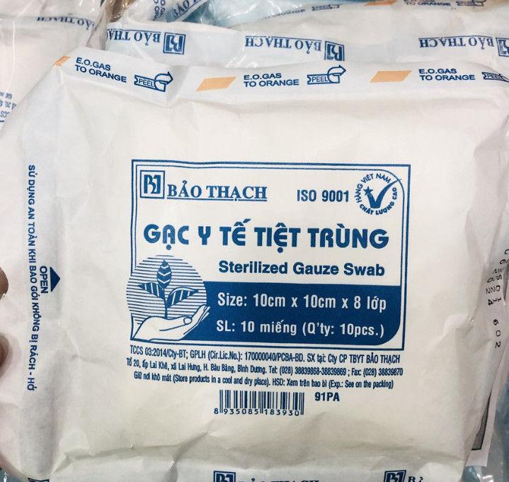 Gạc Y Tế Tiệt Trùng Bảo Thạch 10cm x 10cm x 8 Lớp (gói)