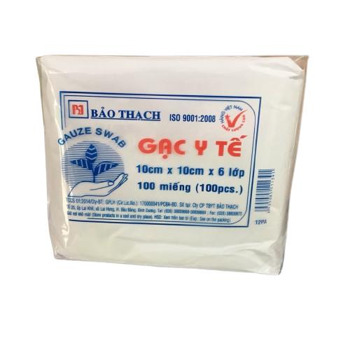 Gạc y tế tiệt trùng 10 x 10 x 6 lớp Bảo Thạch (thùng/100 gói)