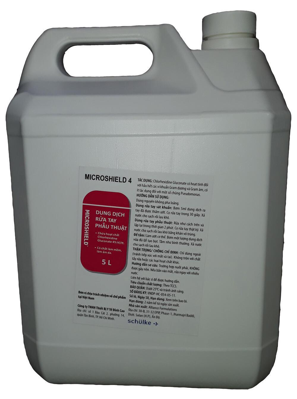 Dung dịch rửa tay phẫu thuật Microshield 4% (C/5 lít)