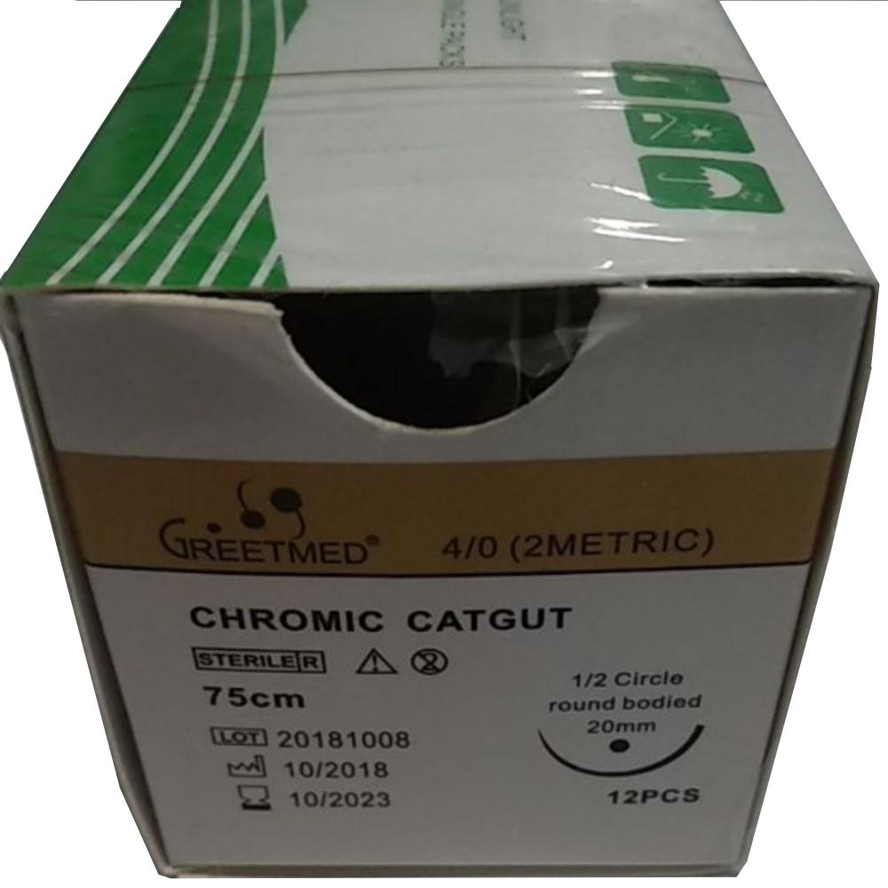 Chỉ phẫu thuật tự tiêu Chromic Catgut số 0 Greetmed (hộp)