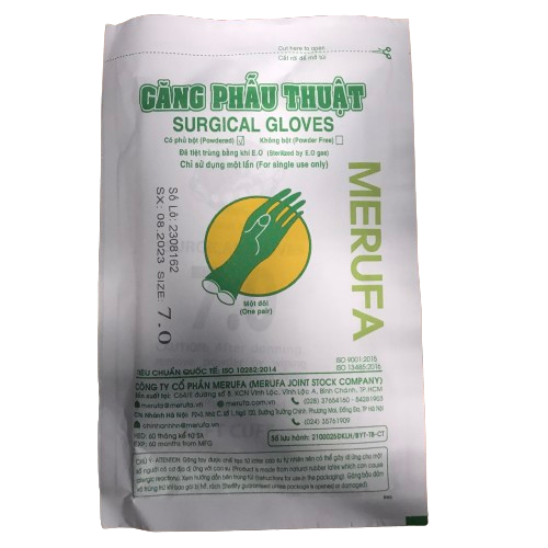 Găng Tay Phẫu Thuật Tiệt Trùng Surgical Gloves Merufa 7.0 (H/50 cặp)