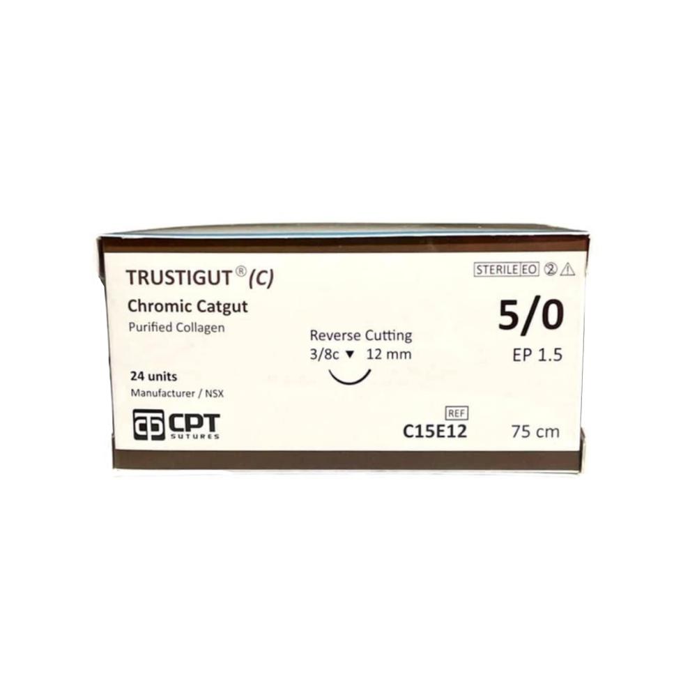 Chỉ CPT Chromic Catgut số 5/0 kim tam giác (tép)