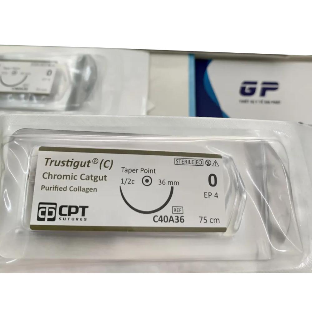 Chỉ CPT Chromic Catgut số 0 (C40A36) kim tròn (tép)