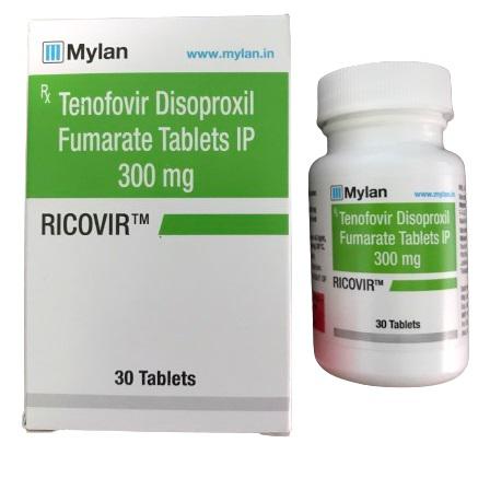 Ricovir 300mg (Tenofovir disoproxil fumarate) MyLan IP (H/Lọ 30) 