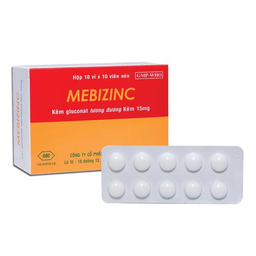 Mebizinc Kẽm 15mg Mebiphar (H/100v)