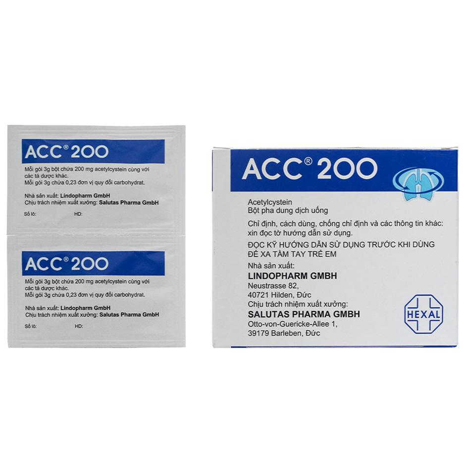ACC 200mg (Acetylcystein) Lindopharm (H/50 gói)