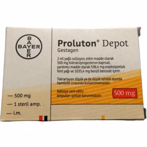 Proluton Depot 500mg (Hydroxyprogesterone Caproate) Bayer Turkey  (H/1 ong/2ml)